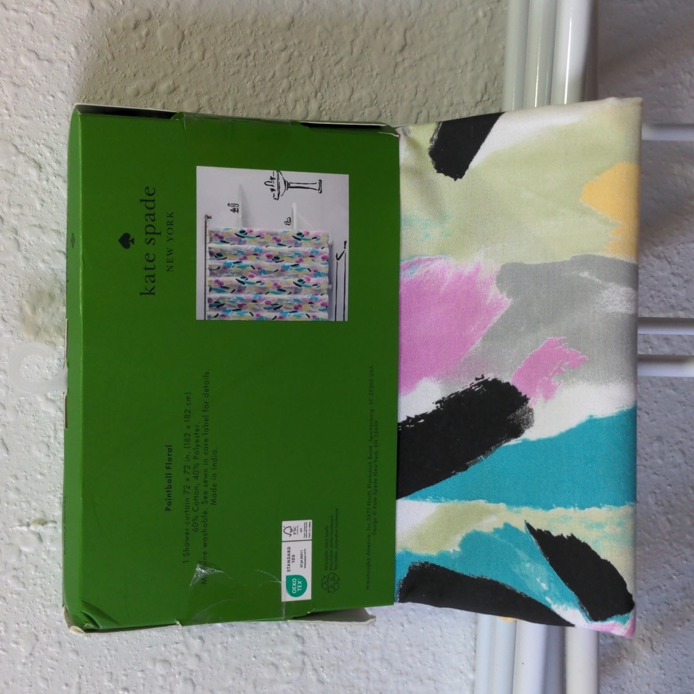 Kate Spade Paintball Floral Multicolor Abstract Pattern Shower Curtain 72"x72"